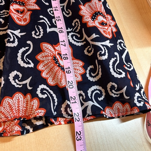 TALBOTS Navy and Orange Floral Pleated Skirt with Pockets Size 8 - Picture 10 of 10